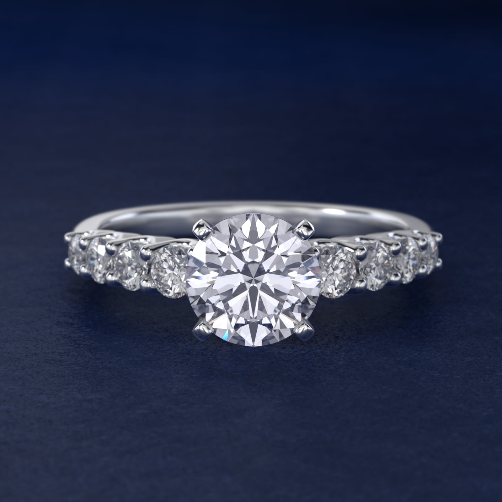 Graduated Side Stone Diamond Engagement Ring in 14k White Gold (3/8 ct. tw.)