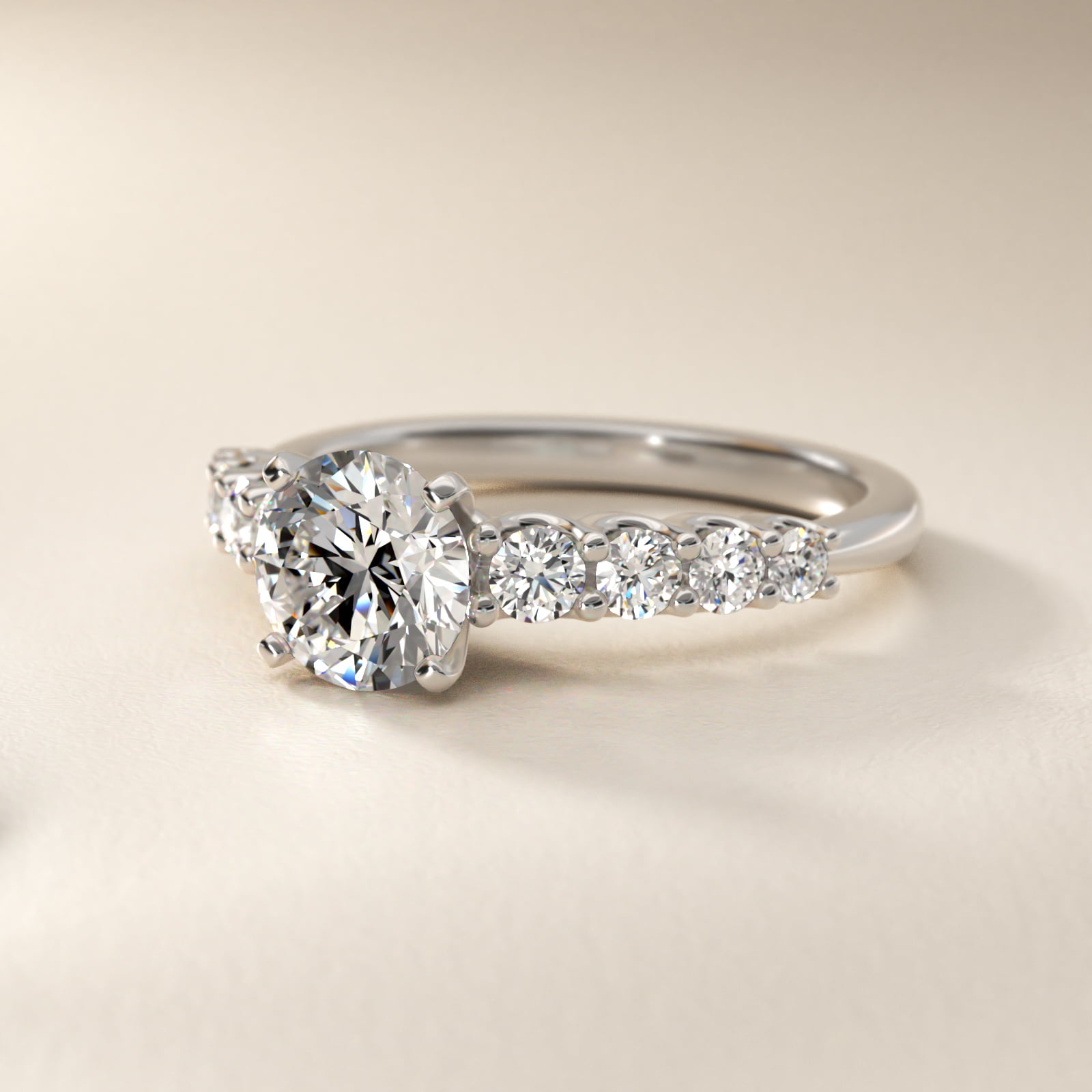 Graduated Side Stone Diamond Engagement Ring in Platinum (3/8 ct. tw.)