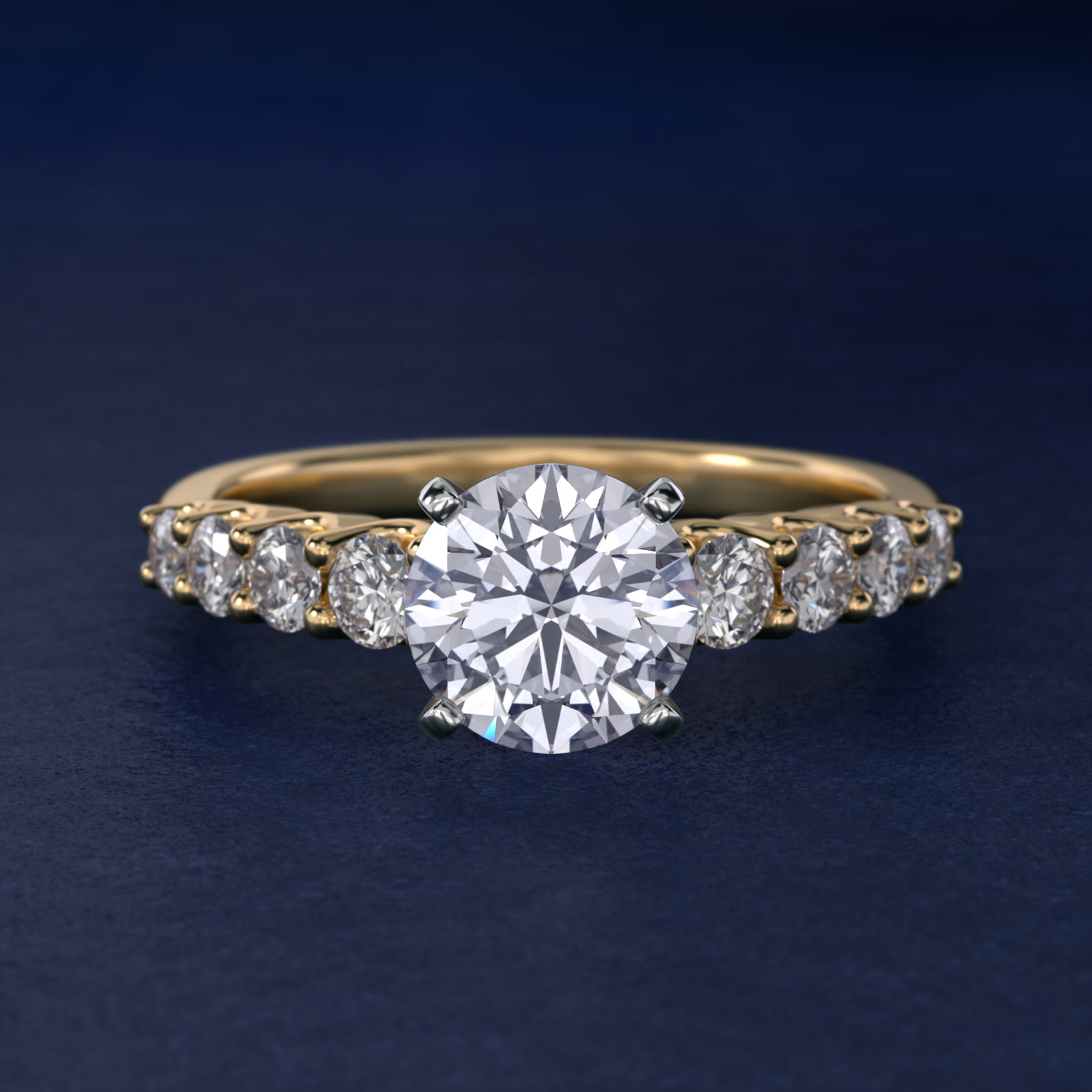 Graduated Side Stone Diamond Engagement Ring in 18k Yellow Gold (3/8 ct. tw.)