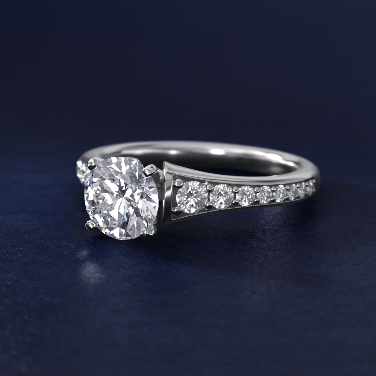 Graduated Diamond Engagement Ring in 18k White Gold (1/3 ct. tw.)