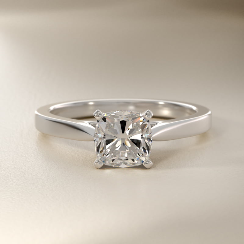 Petite Cathedral Solitaire Engagement Ring in Platinum