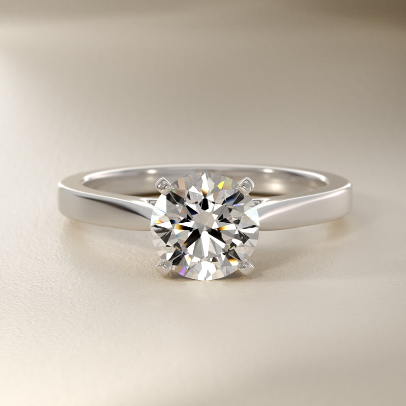Petite Cathedral Solitaire Engagement Ring in Platinum