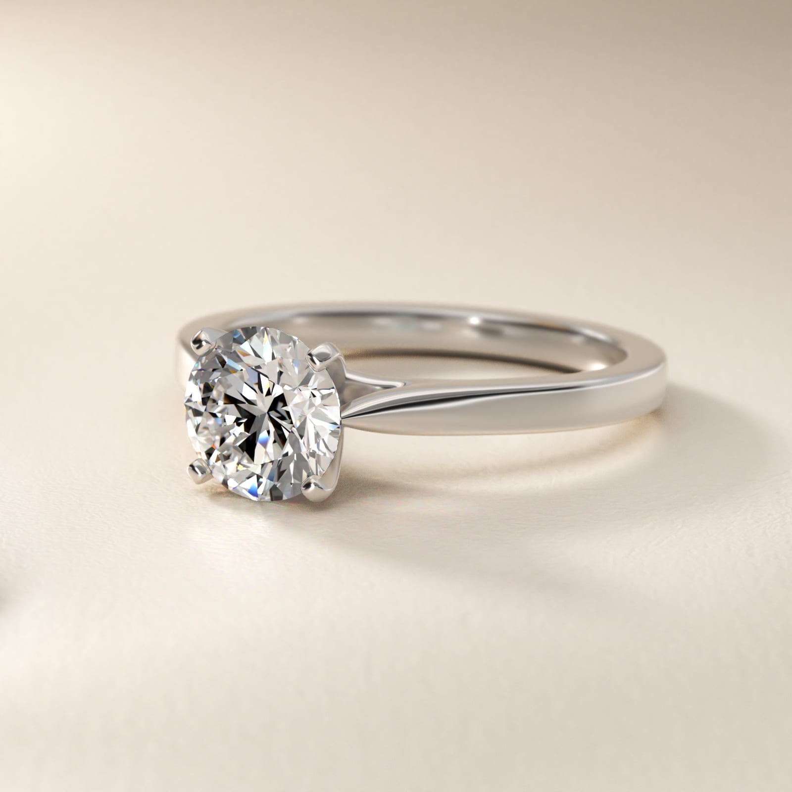 Petite Cathedral Solitaire Engagement Ring in 14k White Gold