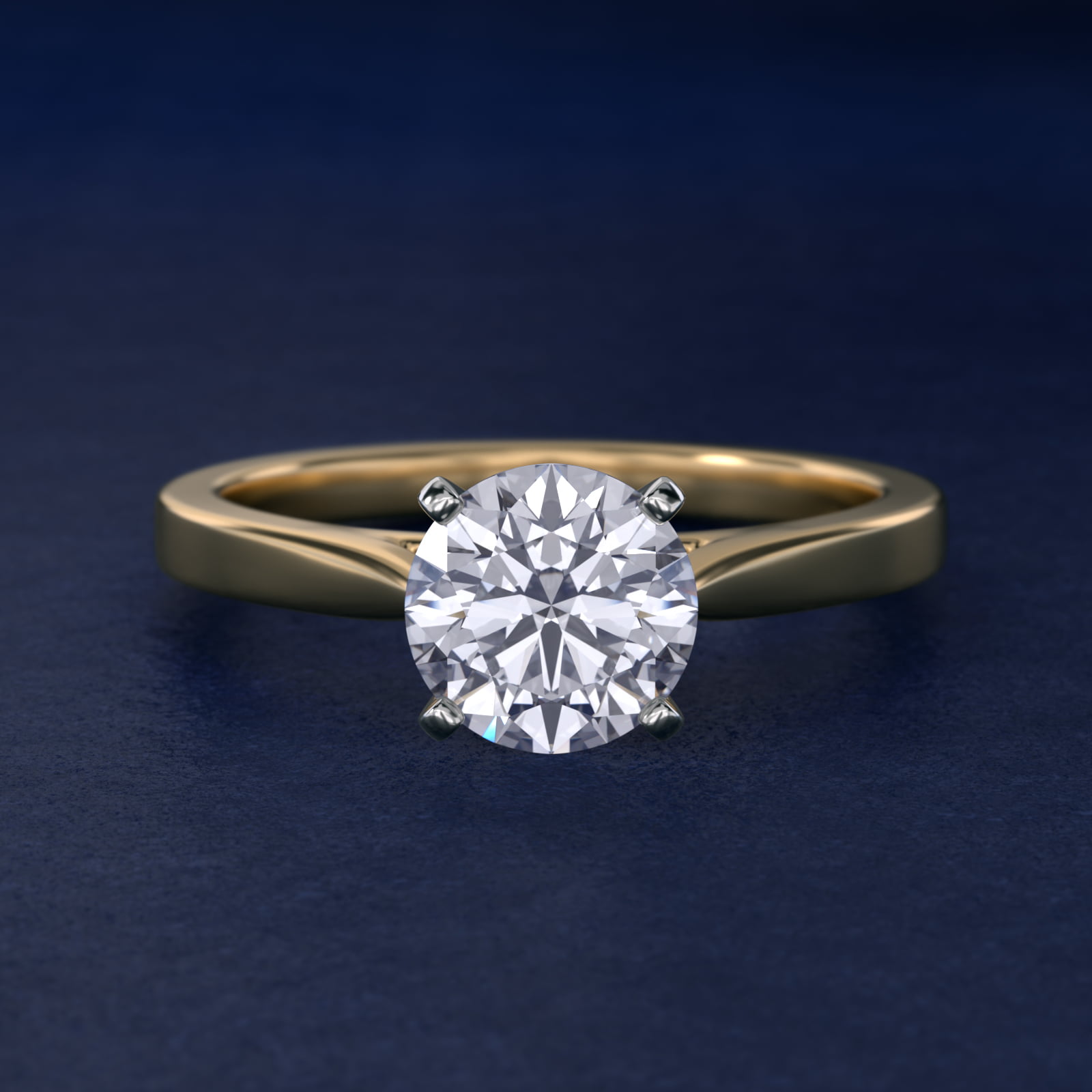 Petite Cathedral Solitaire Engagement Ring in 14k Yellow Gold