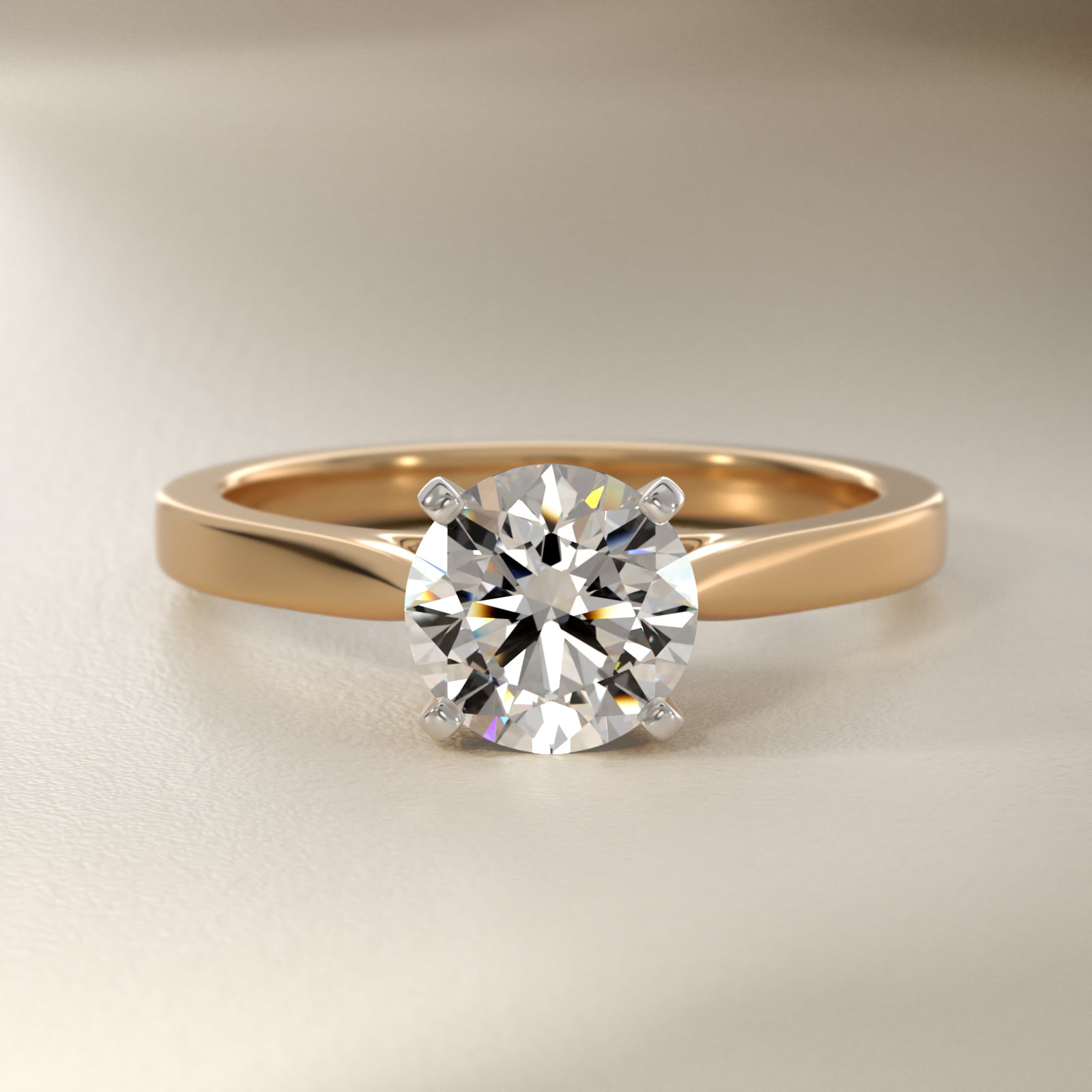 Petite Cathedral Solitaire Engagement Ring in 18k Yellow Gold