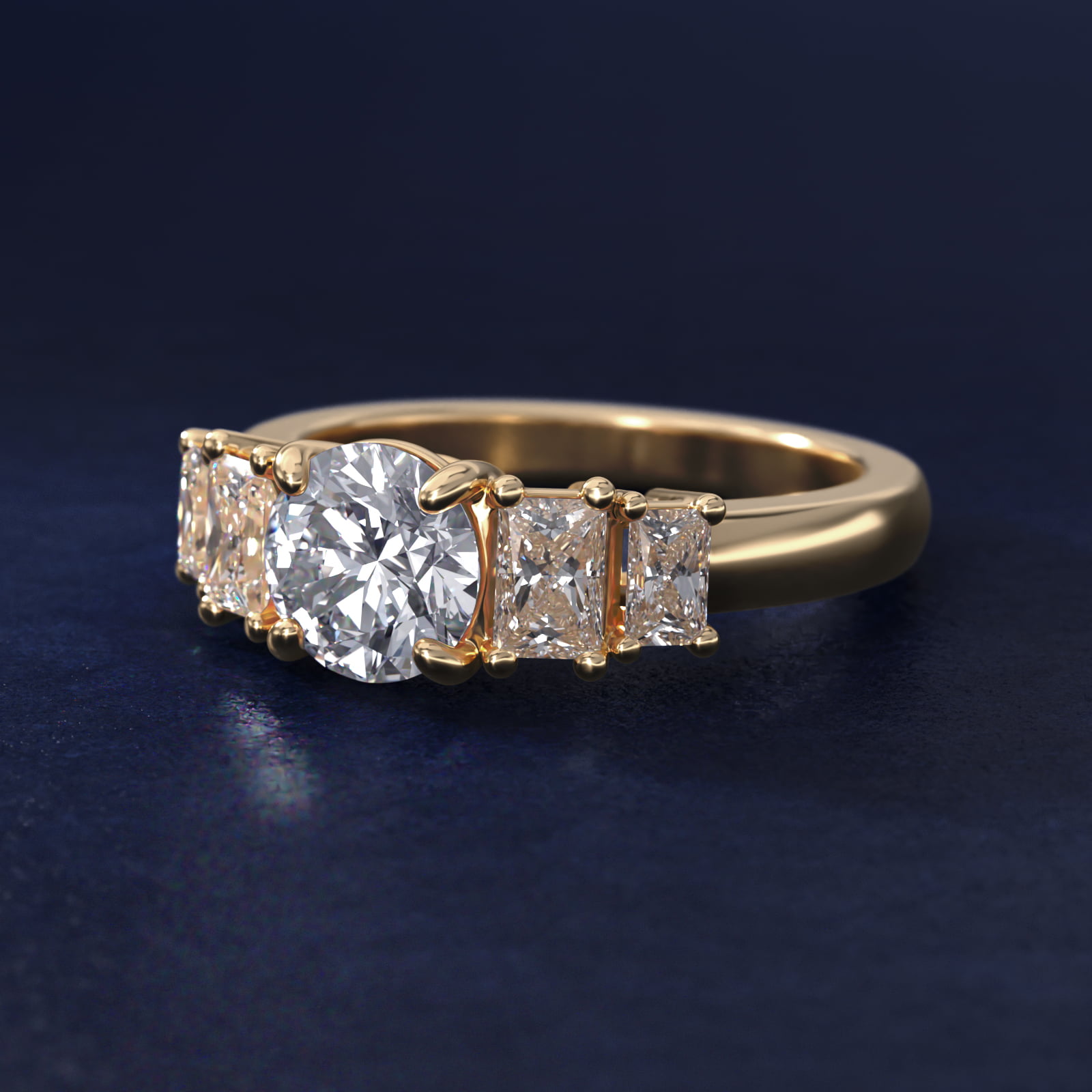 Four Stone Princess-Cut Diamond Engagement Ring in 14K Yellow Gold (1 ct. tw.)