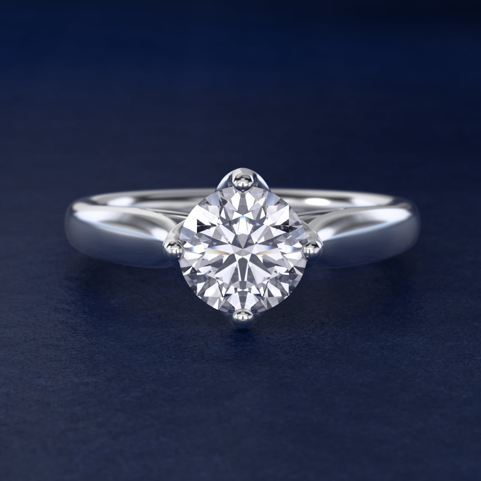 Solitaire Compass Set Engagement Ring in Platinum