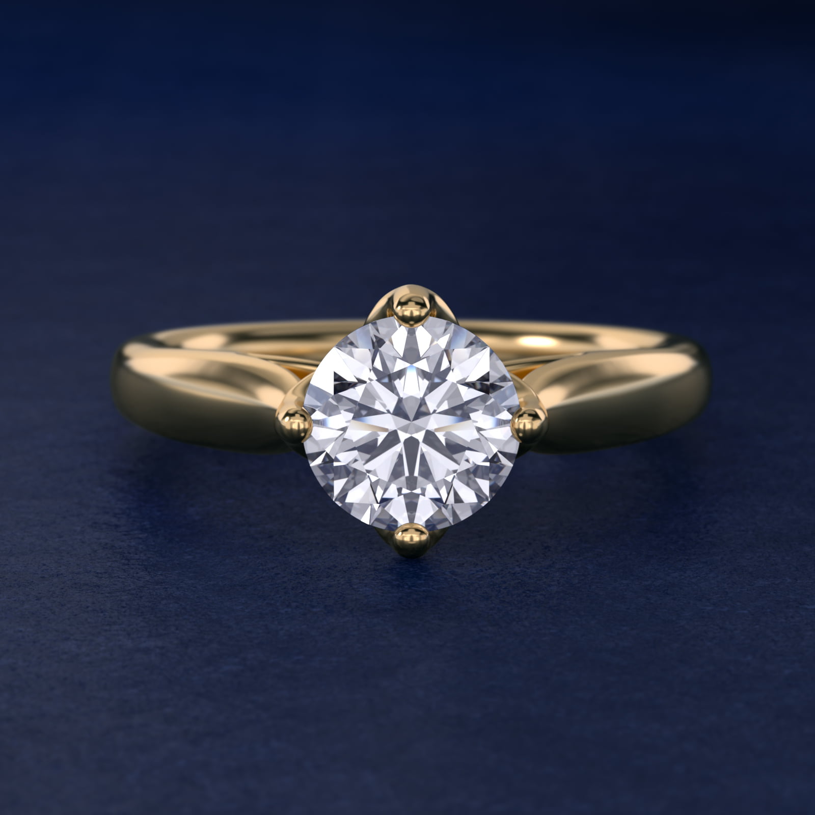 Solitaire Compass Set Engagement Ring in 14k Yellow Gold