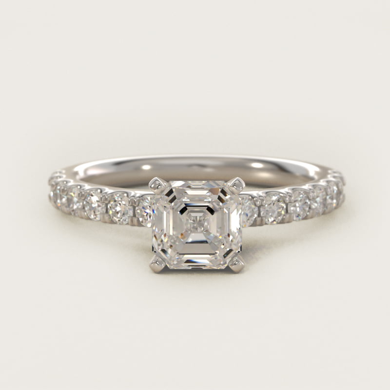 Scalloped Pavé Diamond Engagement Ring in Platinum (3/8 ct. tw.)