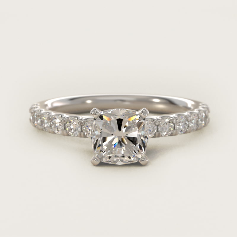 Scalloped Pavé Diamond Engagement Ring in Platinum (3/8 ct. tw.)