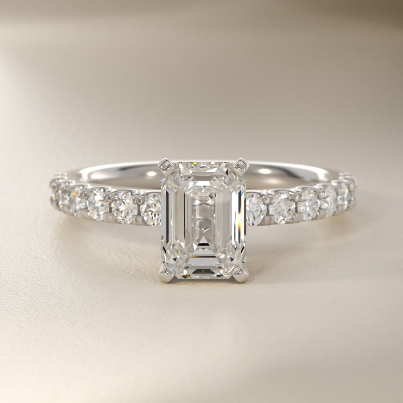 Scalloped Pavé Lab-Grown Diamond Engagement Ring in Platinum (3/8 ct. tw.)