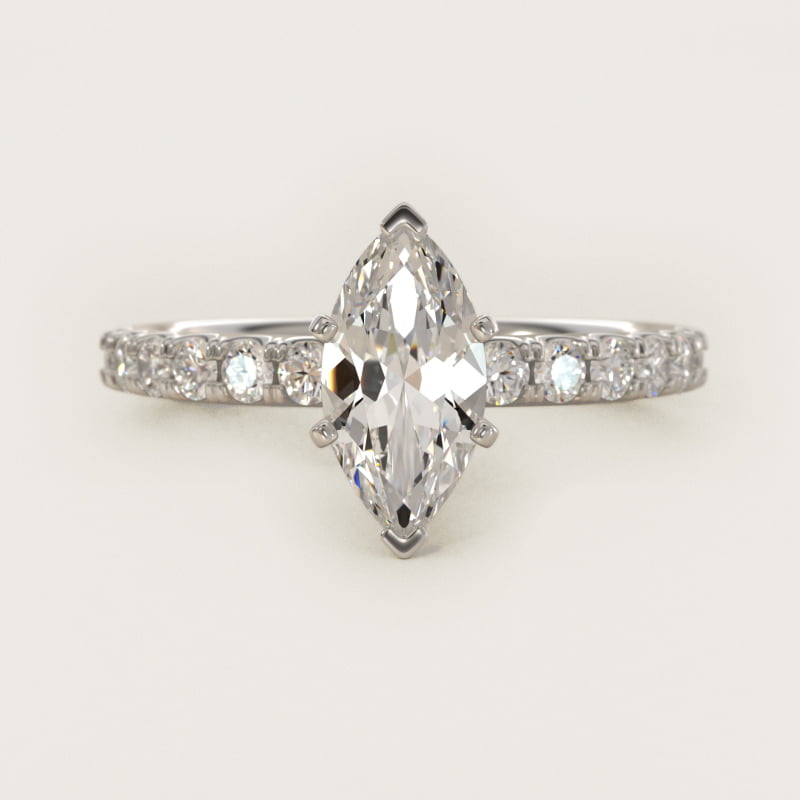 Scalloped Pavé Diamond Engagement Ring in Platinum (3/8 ct. tw.)