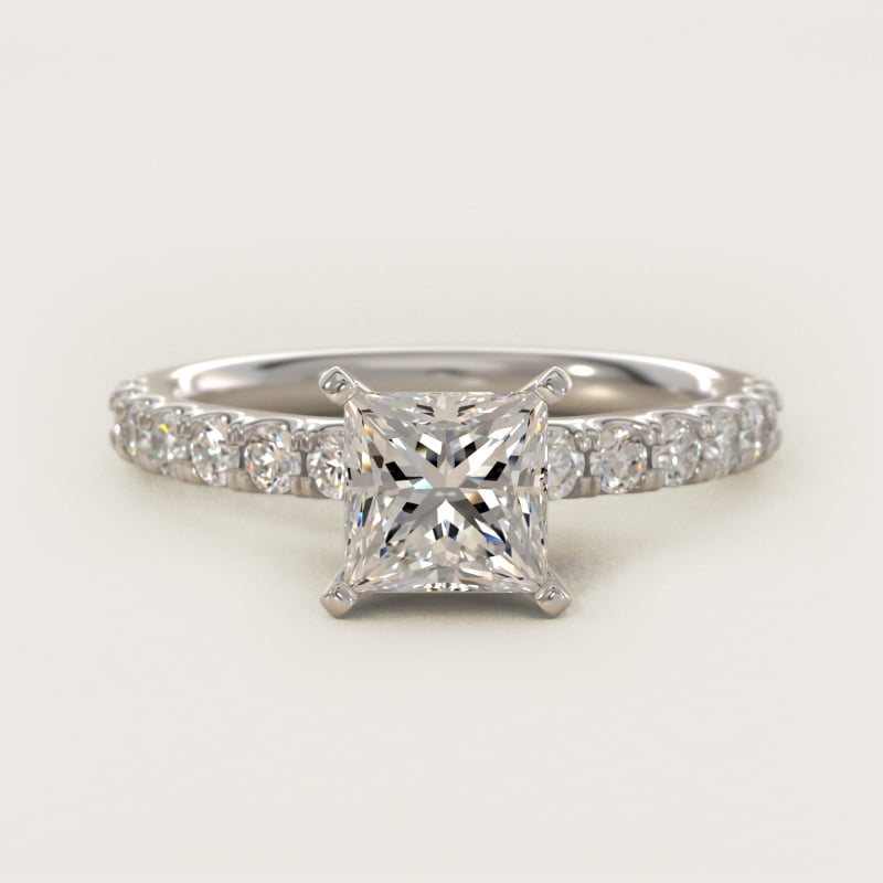 Scalloped Pavé Diamond Engagement Ring in Platinum (3/8 ct. tw.)
