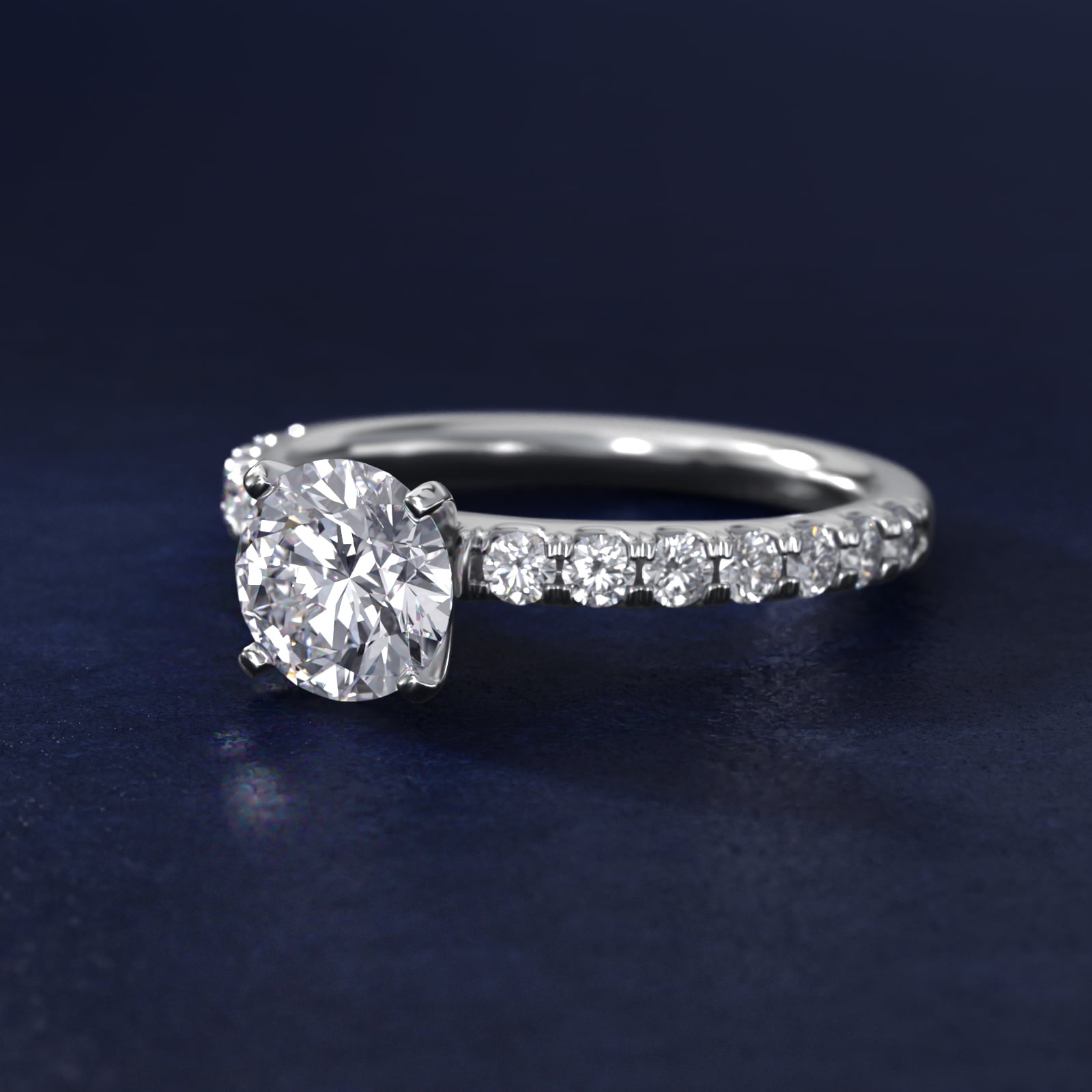 Scalloped Pavé Diamond Engagement Ring in 18k White Gold (3/8 ct. tw.)