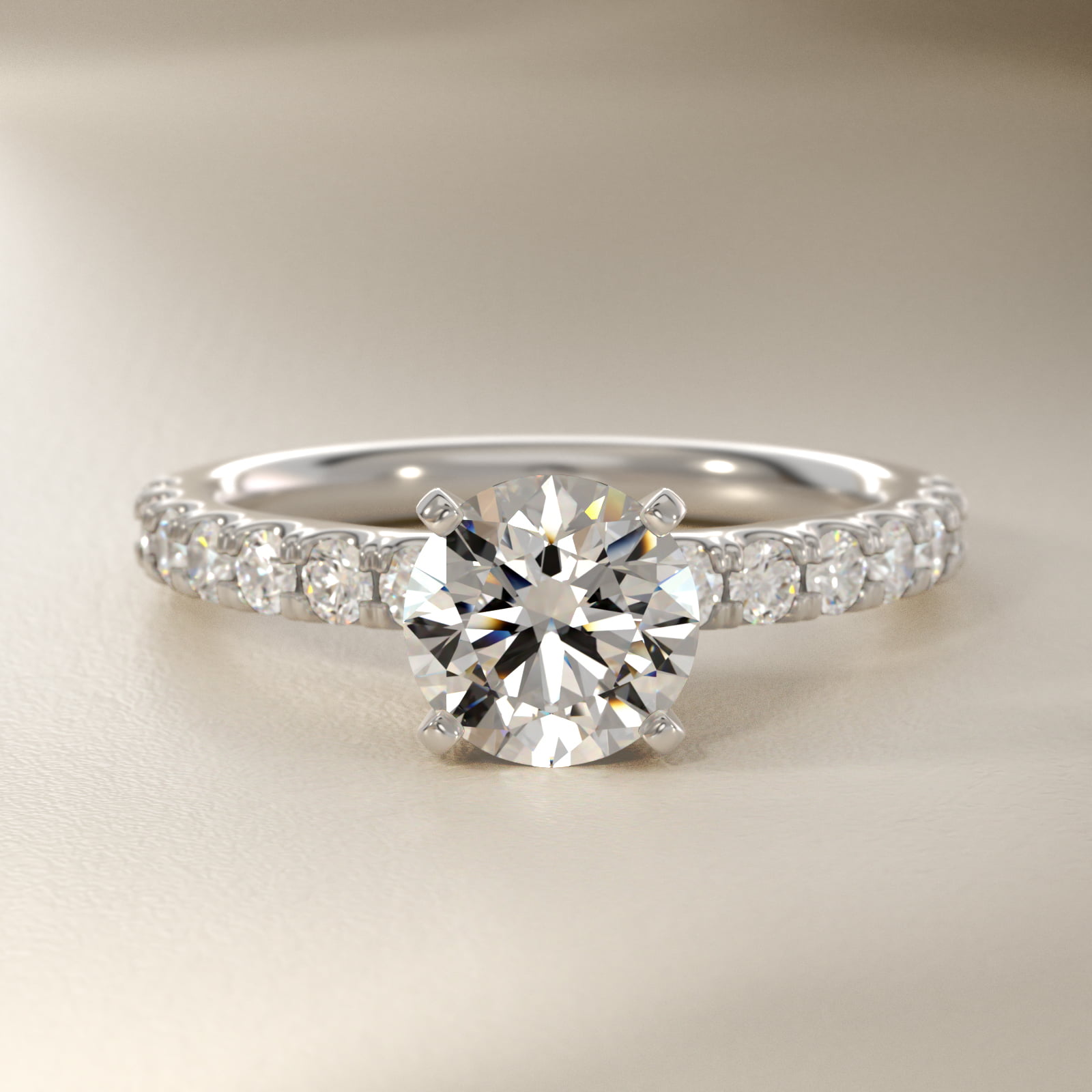 Scalloped Pavé Lab-Grown Diamond Engagement Ring in 14K White Gold (3/8 ct. tw.)