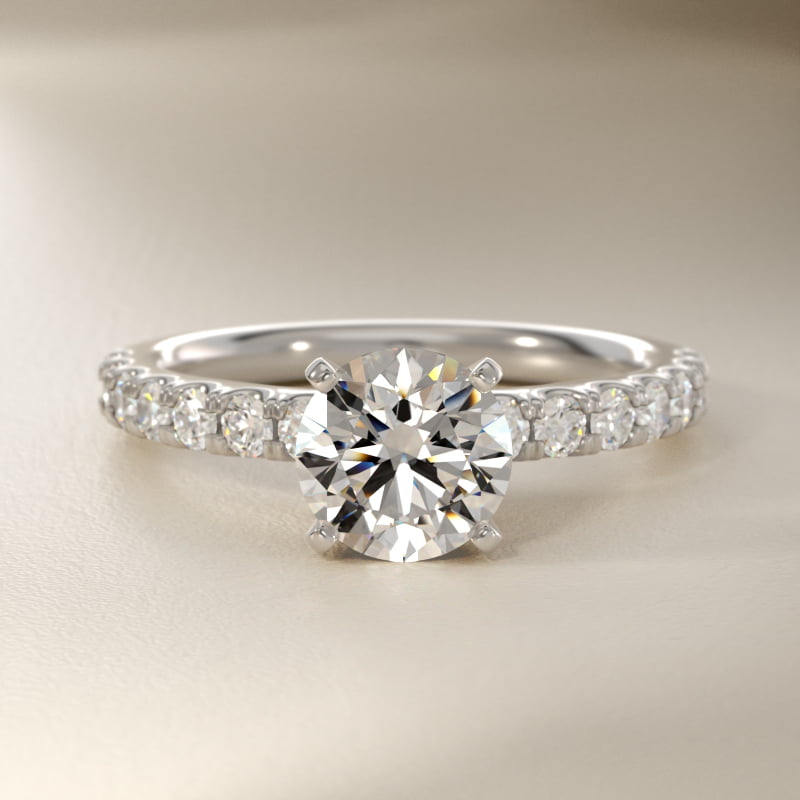 Scalloped Pavé Lab-Grown Diamond Engagement Ring in 14K White Gold (3/8 ct. tw.)