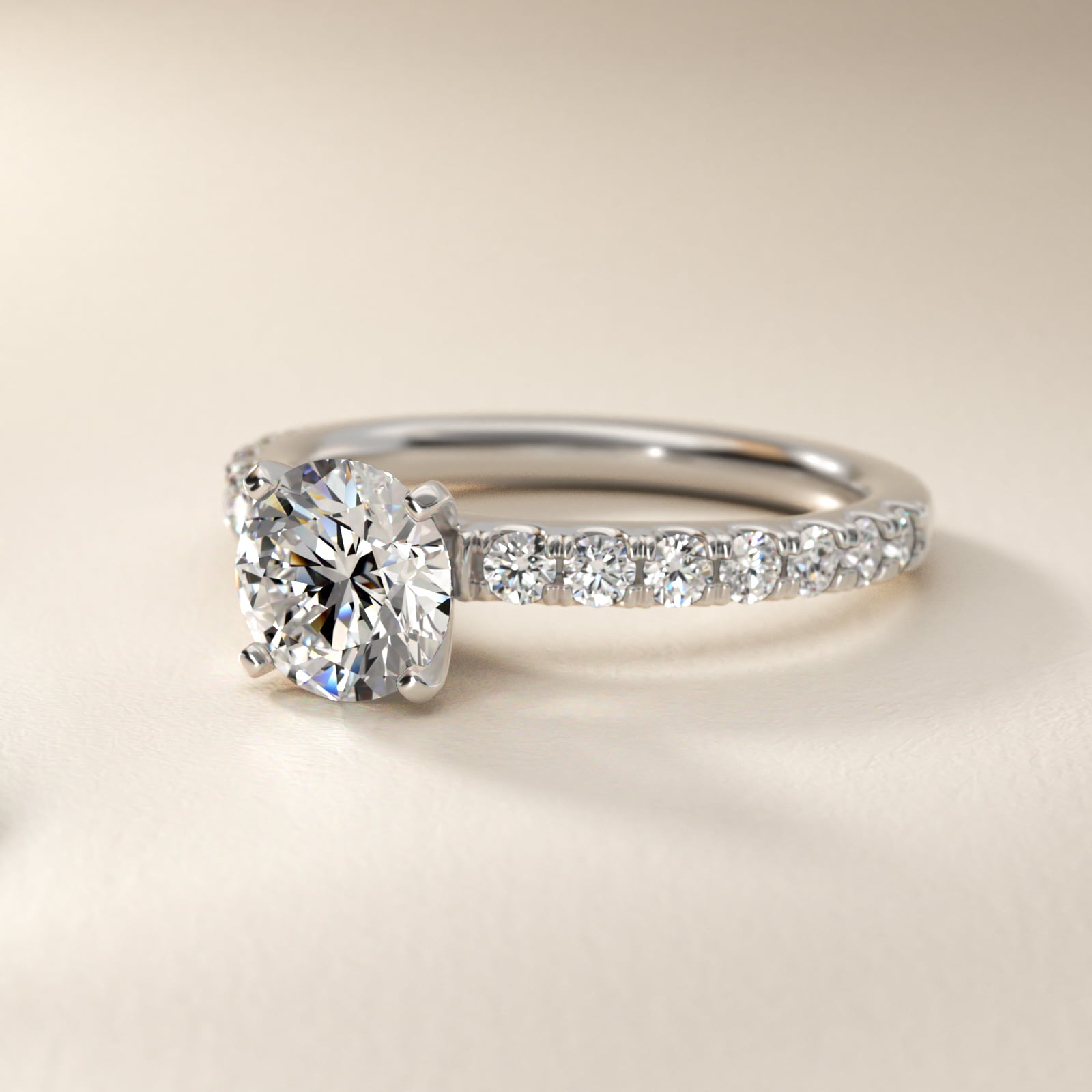 Scalloped Pavé Lab-Grown Diamond Engagement Ring in 18k White Gold (3/8 ct. tw.)