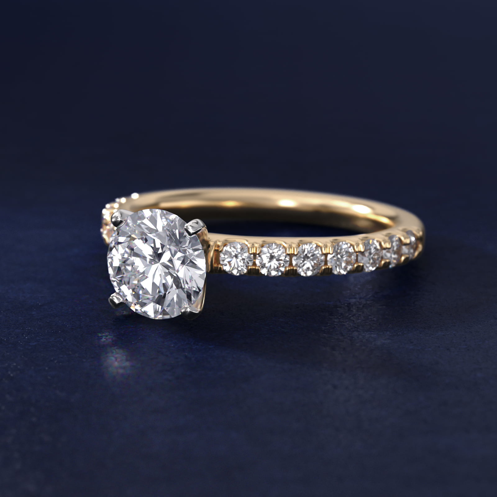 Scalloped Pavé Diamond Engagement Ring in 18k Yellow Gold (3/8 ct. tw.)