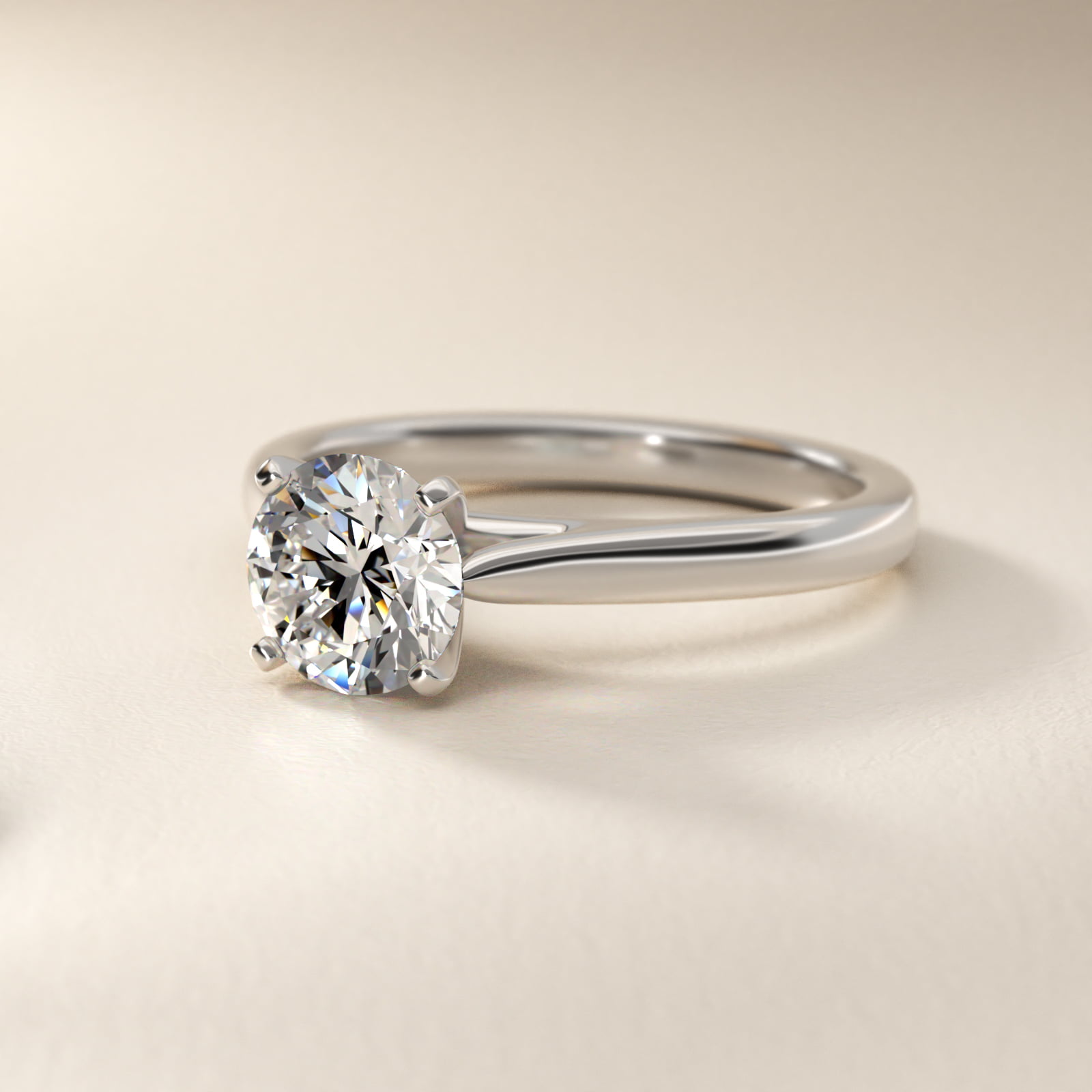 Tapered Cathedral Solitaire Engagement Ring in Platinum