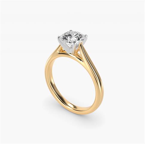 Tapered Cathedral Solitaire setting in 14k yellow gold
