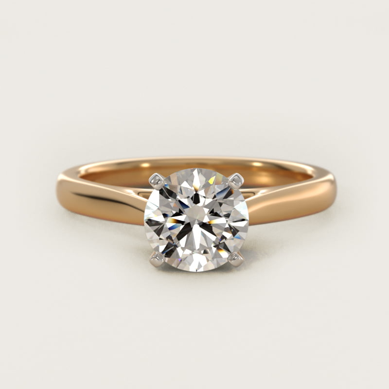 Tapered Cathedral Solitaire Engagement Ring in 14K Yellow Gold
