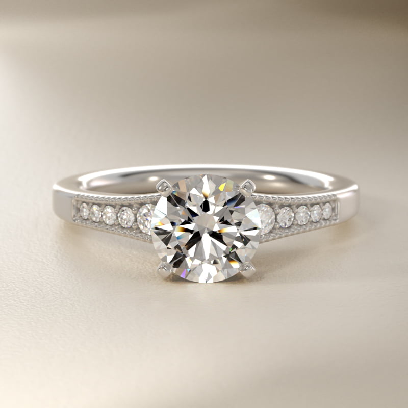 Graduated Milgrain Diamond Engagement Ring in Platinum (1/10 ct. tw.)