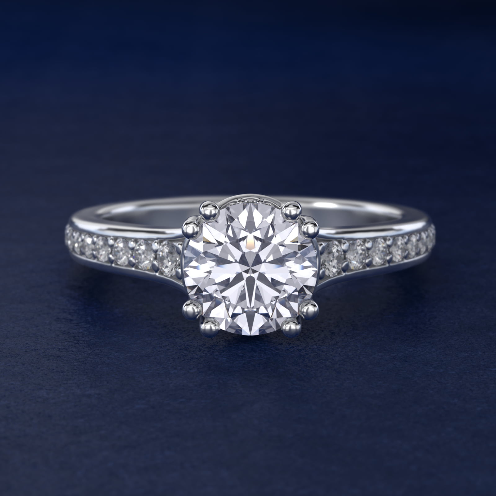 Graduated Double Prong Pavé Diamond Engagement Ring in Platinum (1/4 ct. tw.)