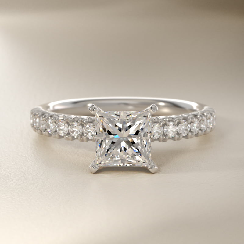 French Pavé Diamond Engagement Ring in Platinum (1/4 ct. tw.)
