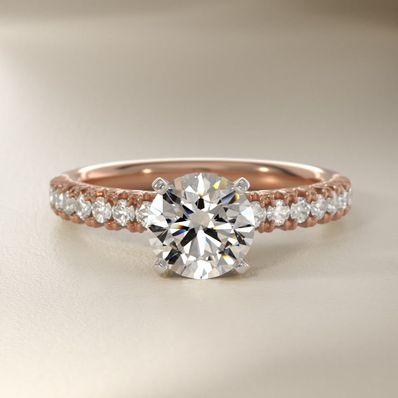 French Pavé Diamond Engagement Ring in 14k Rose Gold (1/4 ct. tw.)