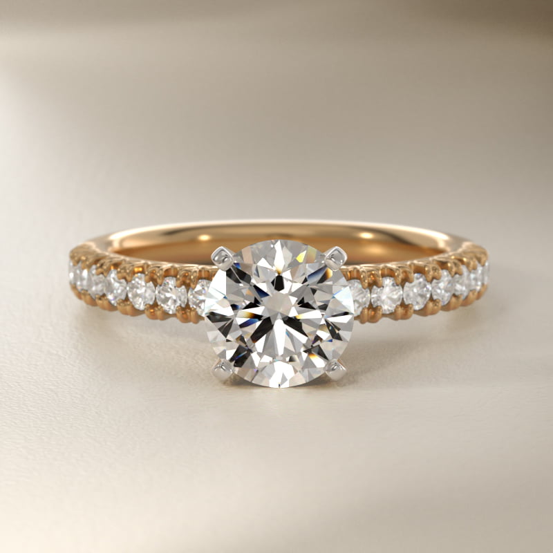 French Pavé Lab-Grown Diamond Engagement Ring in 14k Yellow Gold (1/4 ct. tw.)