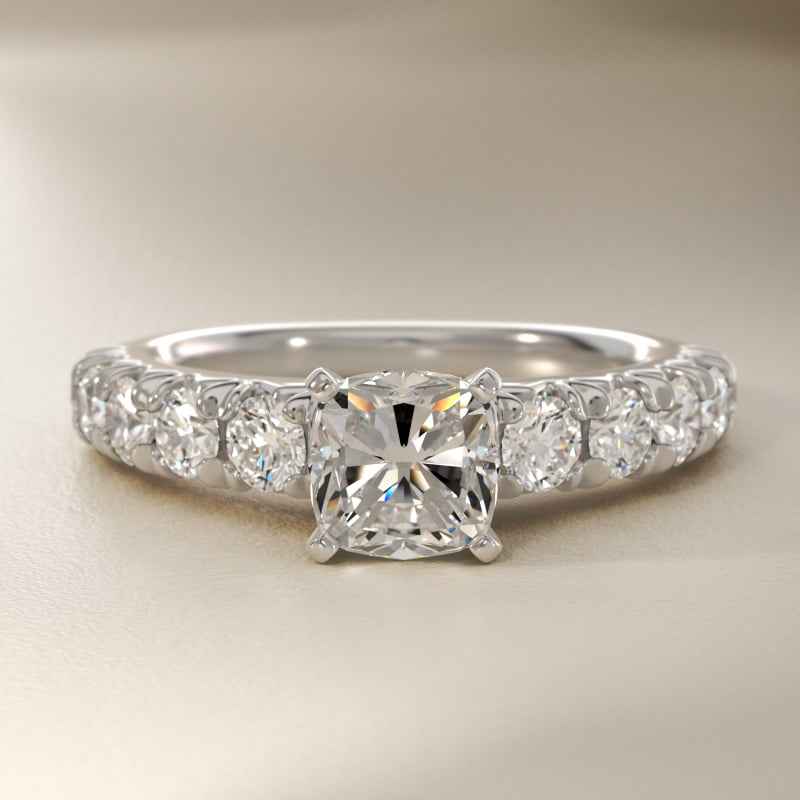 French Pavé Diamond Engagement Ring in Platinum (1 ct. tw.)