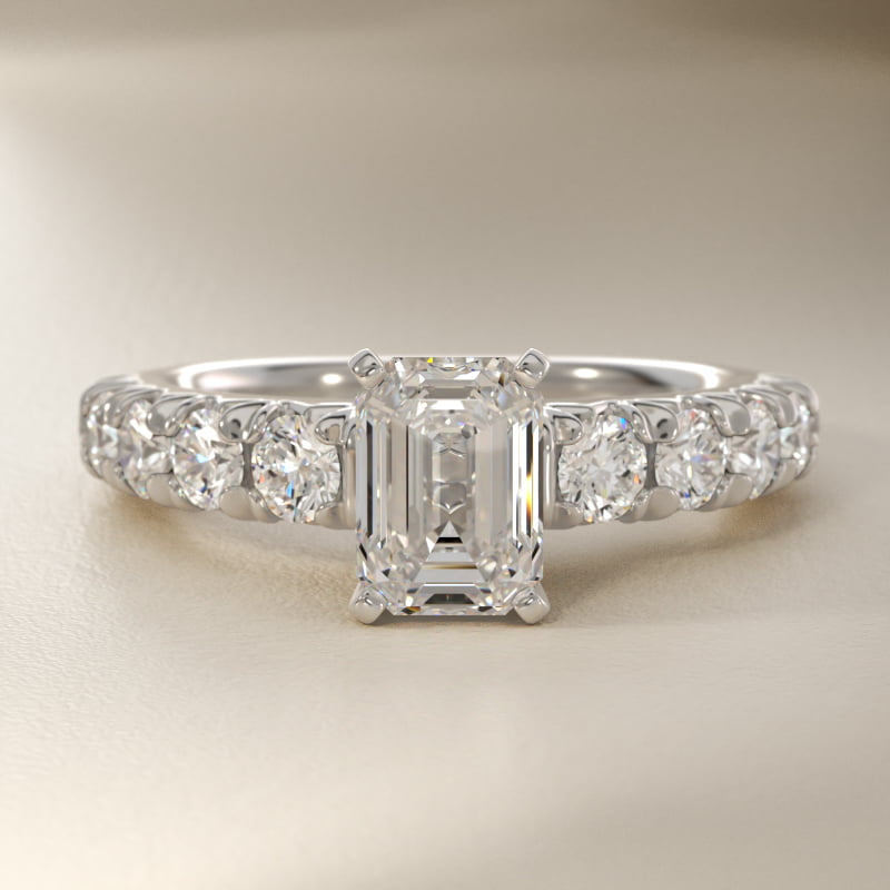 French Pavé Diamond Engagement Ring in Platinum (1 ct. tw.)
