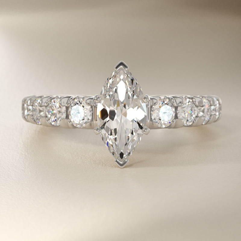 French Pavé Diamond Engagement Ring in Platinum (1 ct. tw.)