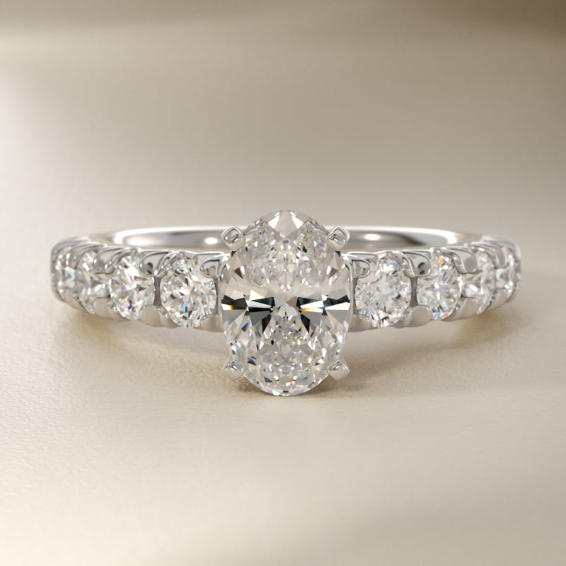 French Pavé Diamond Engagement Ring in Platinum (1 ct. tw.)