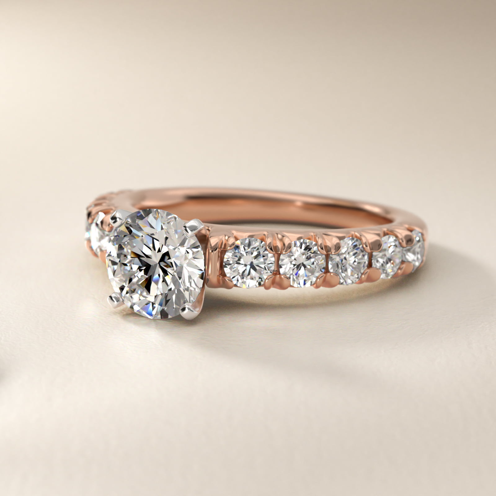 French Pavé Diamond Engagement Ring in 14k Rose Gold (1 ct. tw.)