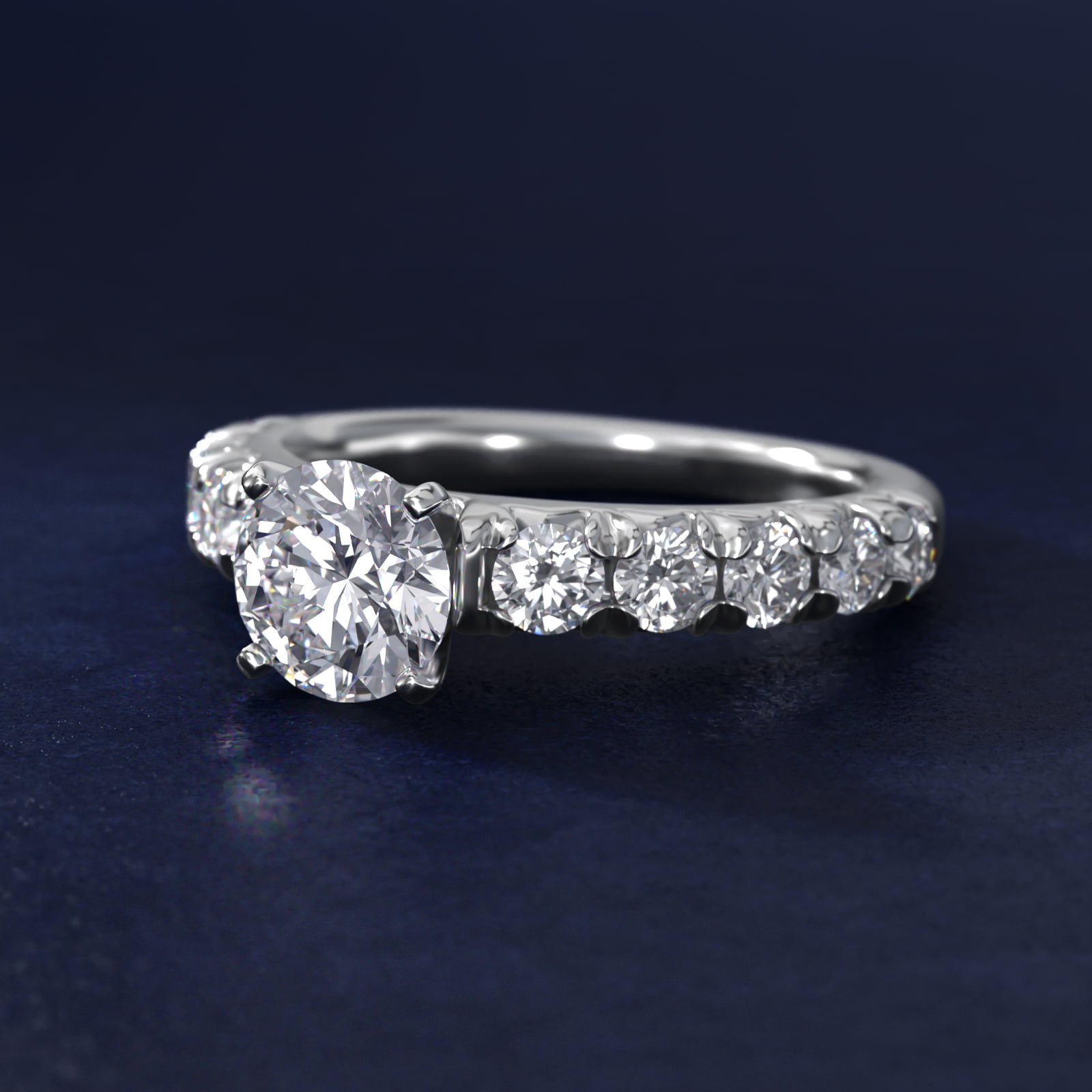French Pavé Diamond Engagement Ring in Platinum (1 ct. tw.)