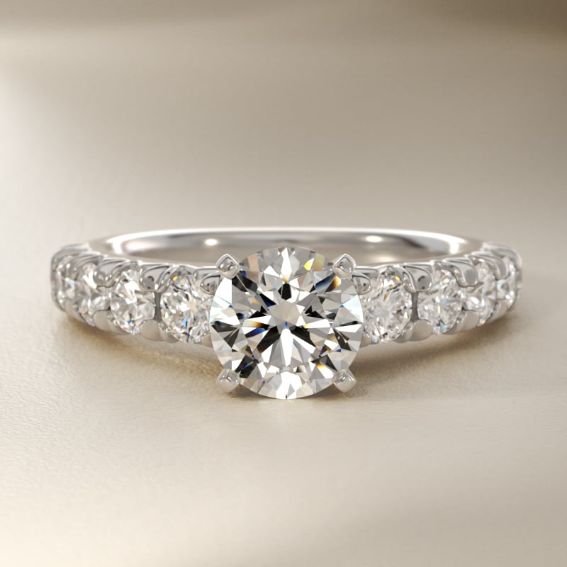French Pavé Diamond Engagement Ring in Platinum (1 ct. tw.)