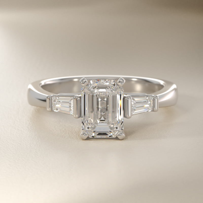 Tapered Baguette Lab-Grown Diamond Engagement Ring in 14k White Gold