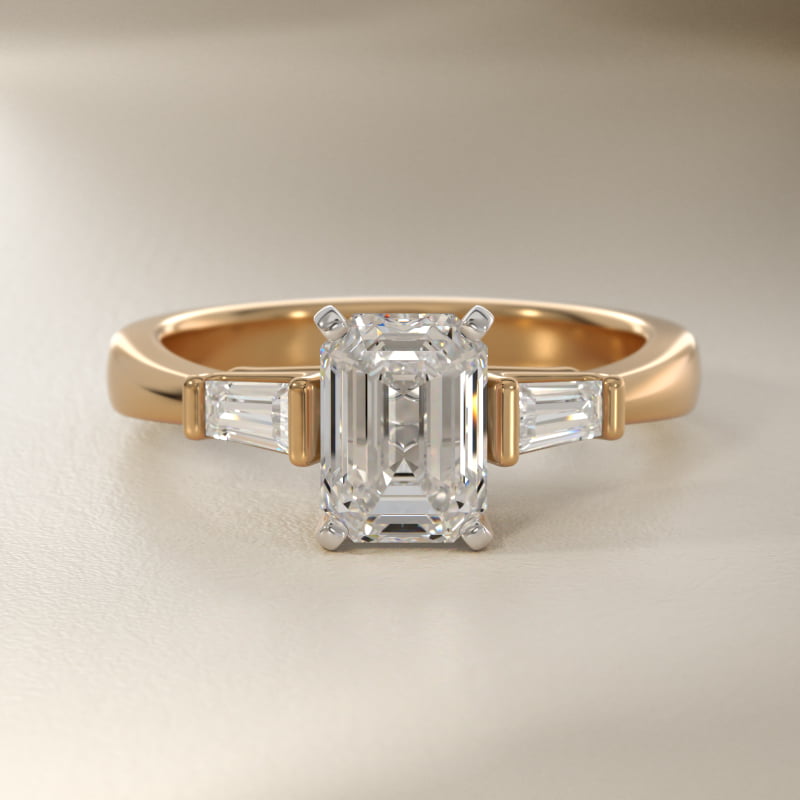 Tapered Baguette Lab-Grown Diamond Engagement Ring in 14K Yellow Gold