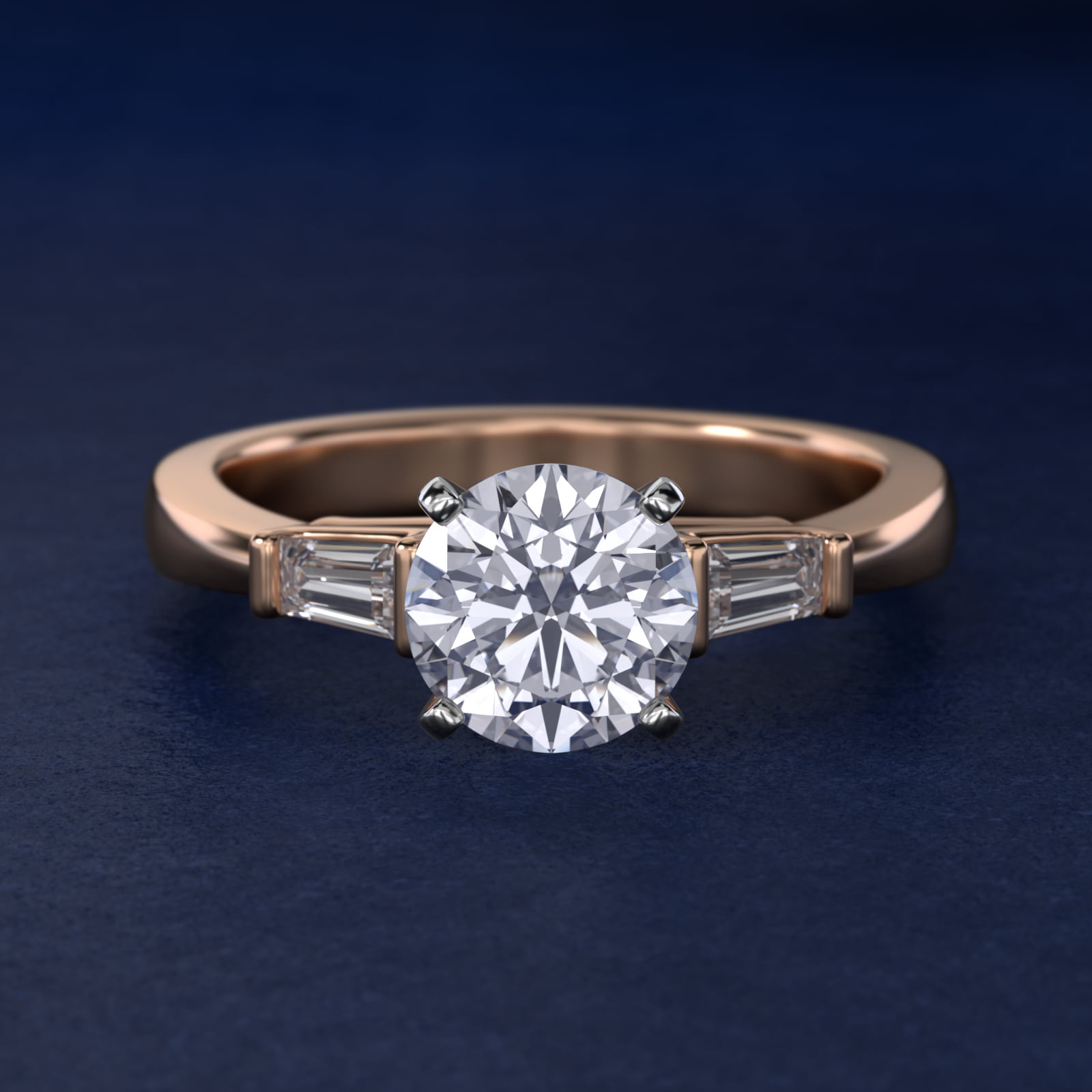 Tapered Baguette Lab-Grown Diamond Engagement Ring in 14k Rose Gold
