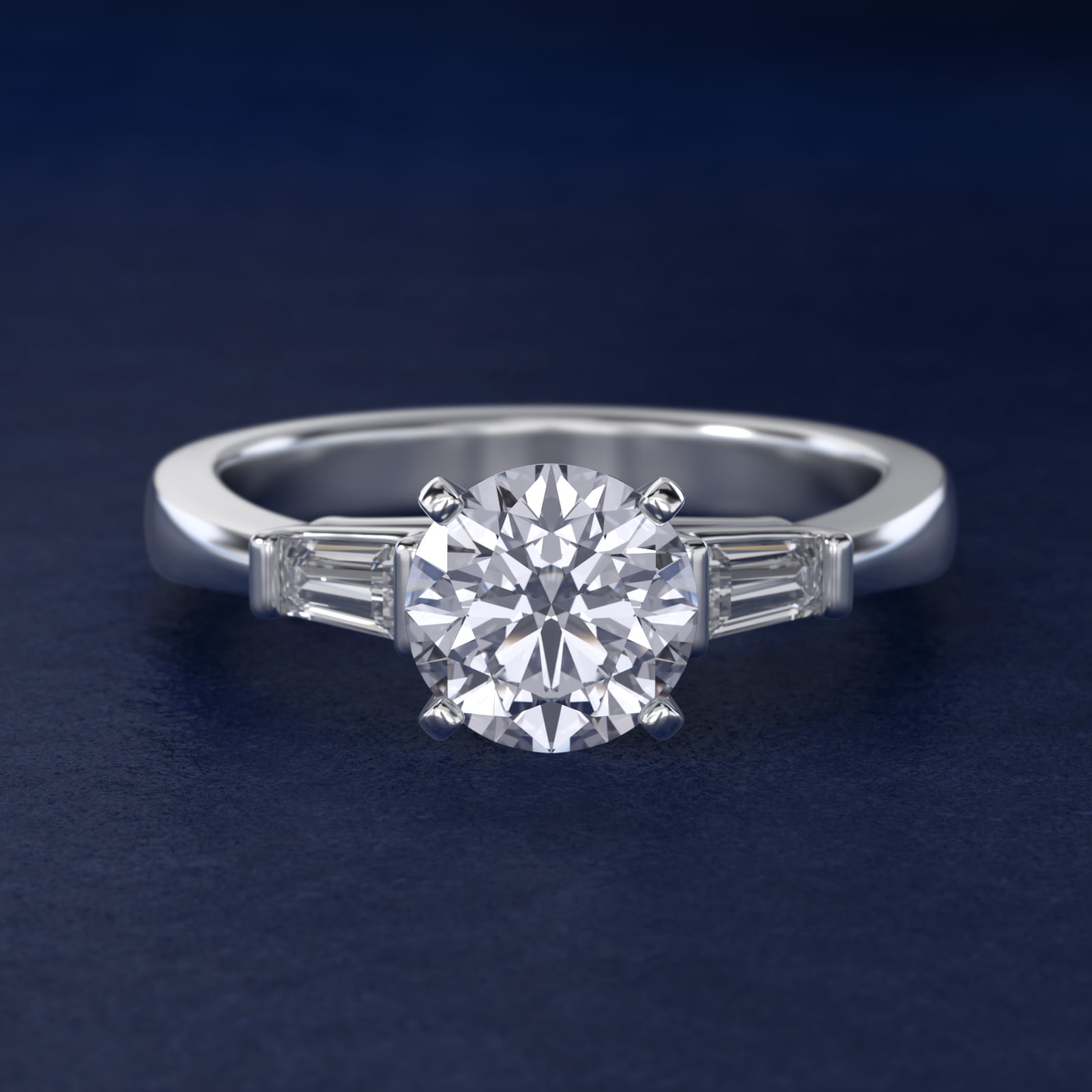 Tapered Baguette Lab-Grown Diamond Engagement Ring in 14k White Gold
