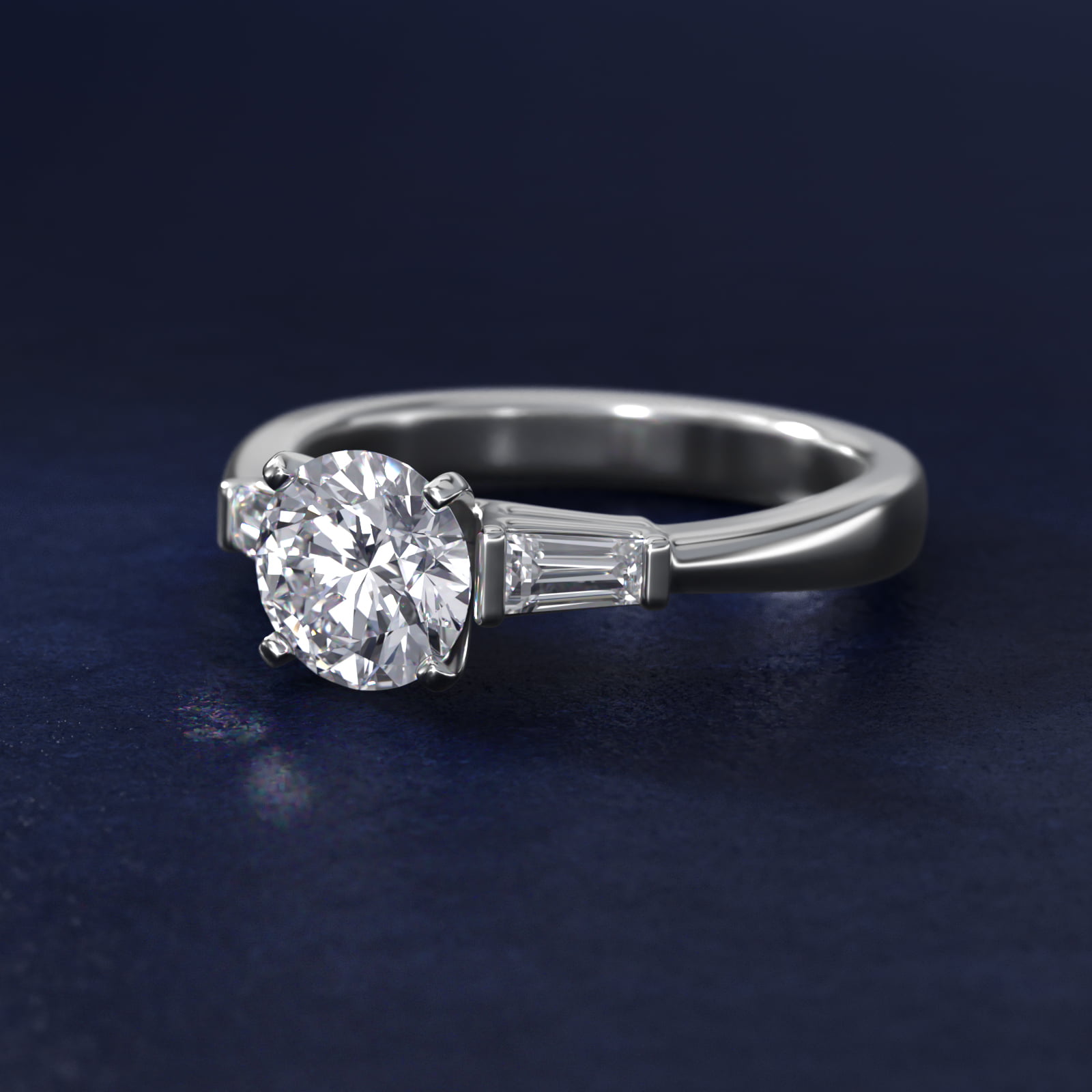 Tapered Baguette Lab-Grown Diamond Engagement Ring in Platinum