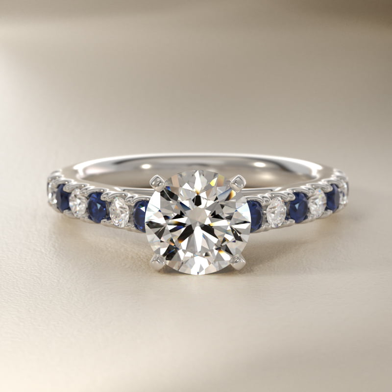 Riviera Pavé Sapphire and Diamond Engagement Ring in Platinum