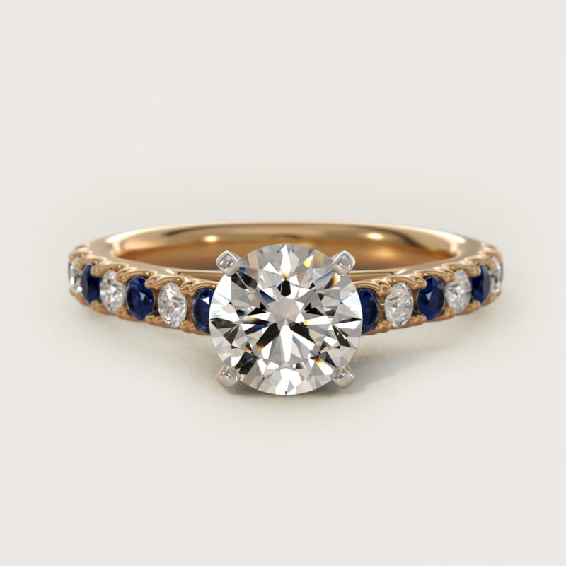 Riviera Pavé Sapphire and Diamond Engagement Ring in 14K Yellow Gold