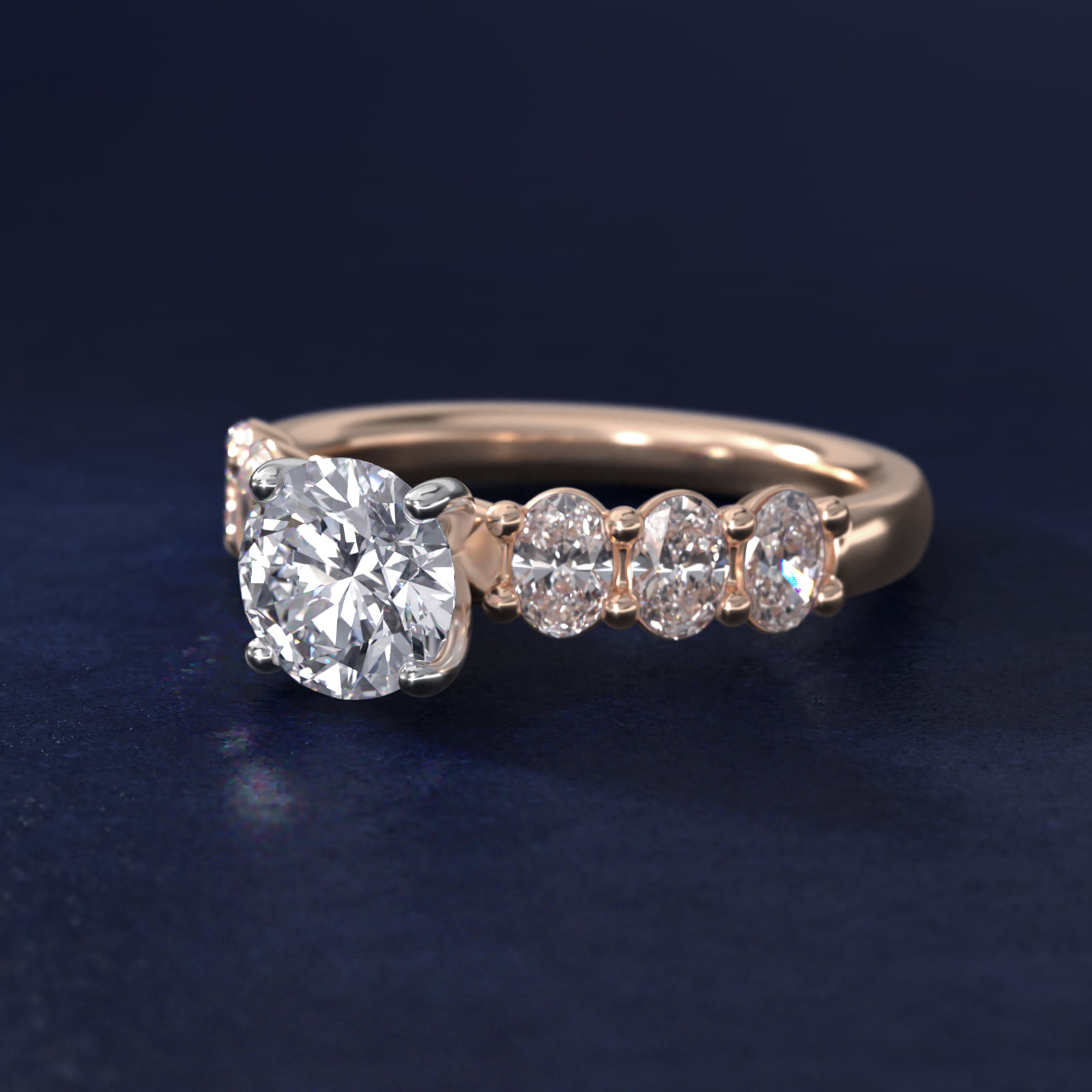 Seven Stone Oval Diamond Engagement Ring in 14k Rose Gold (1 ct.tw.)