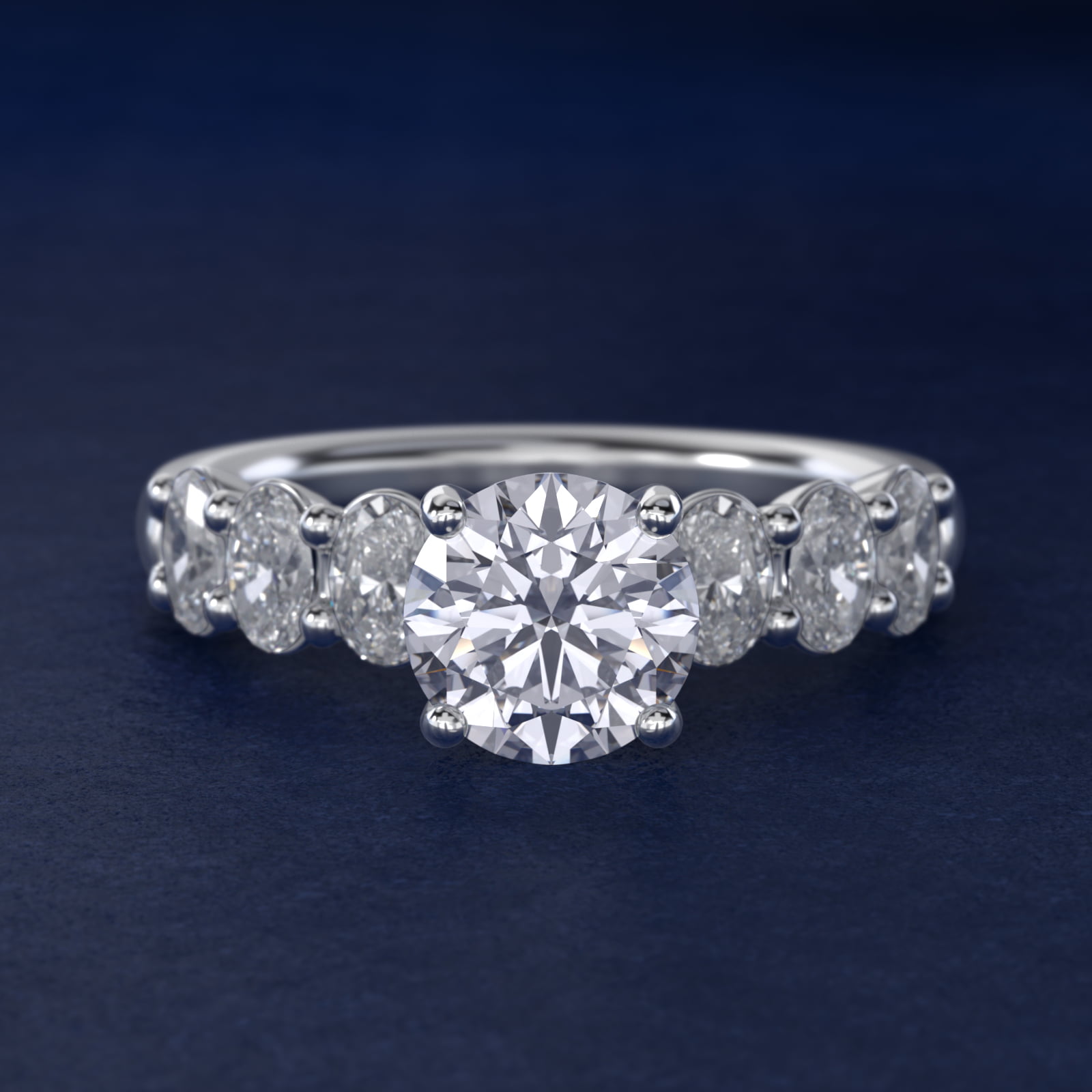 Seven Stone Oval Diamond Engagement Ring in 18k White Gold (1 ct.tw.)