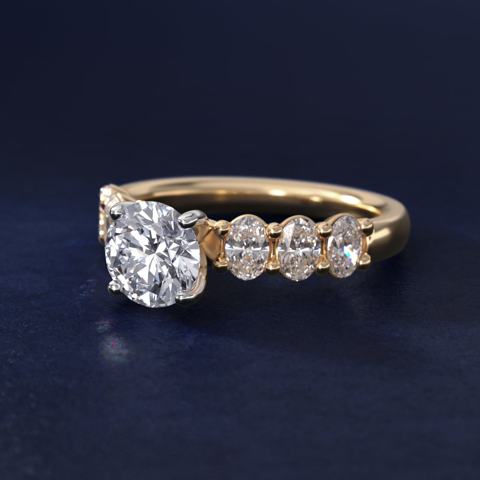 Seven Stone Oval Diamond Engagement Ring in 14K Yellow Gold (1 ct.tw.)