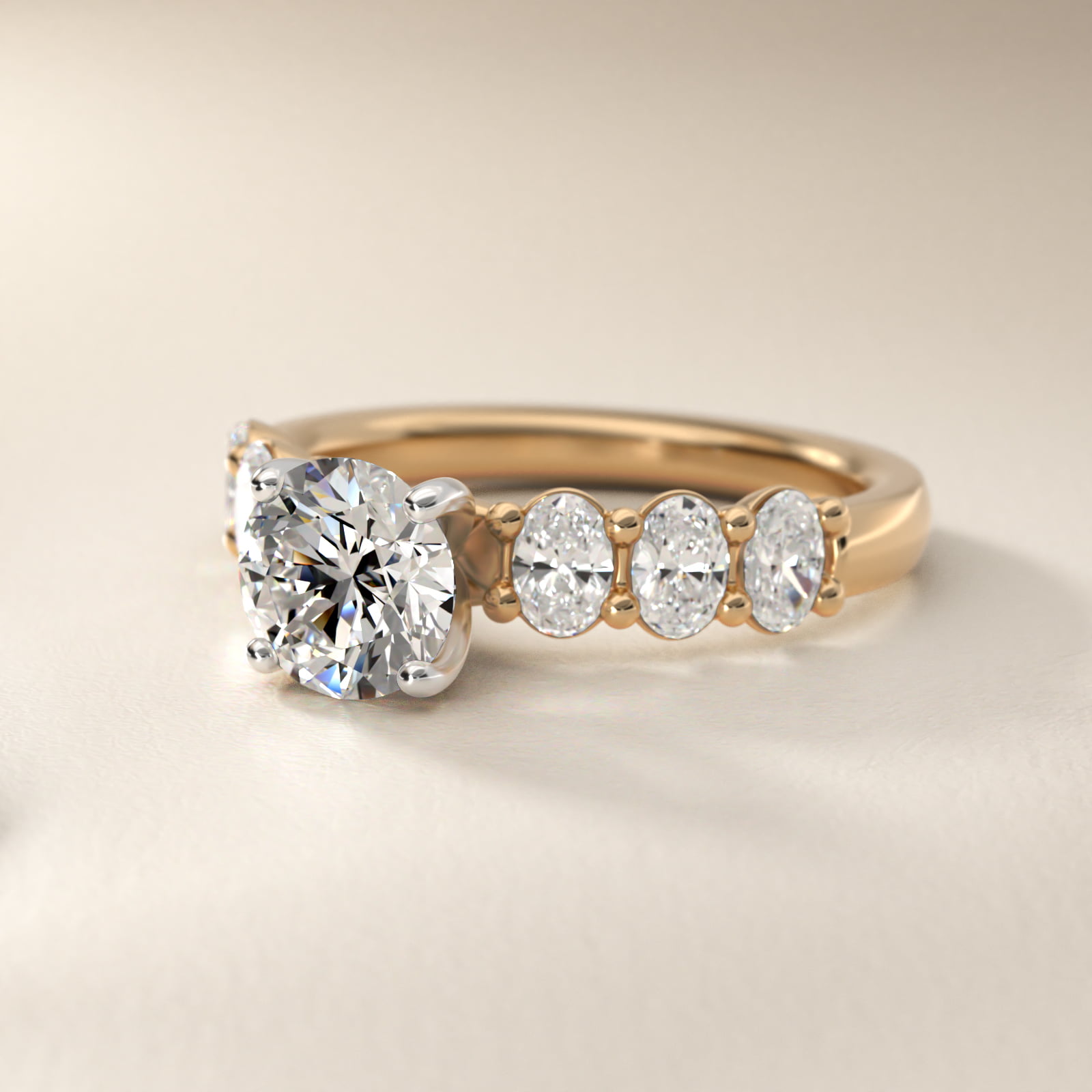 Seven Stone Oval Diamond Engagement Ring in 18k Yellow Gold (1 ct.tw.)