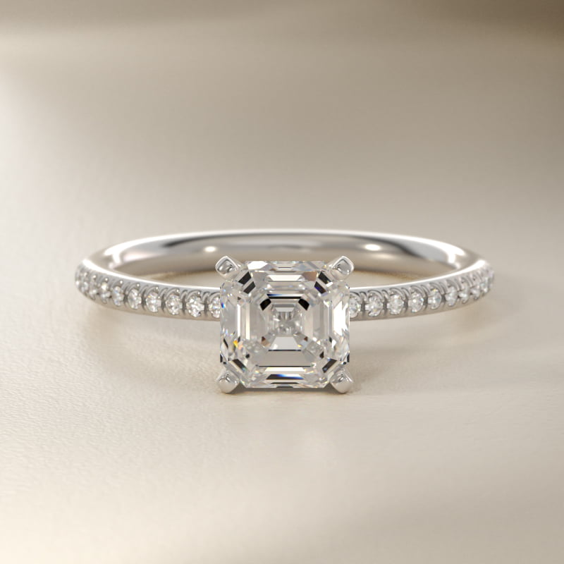 Petite Micropavé Diamond Engagement Ring in Platinum (1/10 ct. tw.)