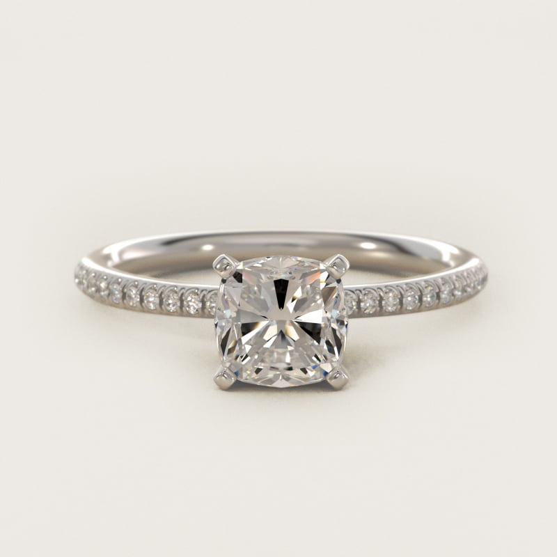 Petite Micropavé Diamond Engagement Ring in 14k White Gold (1/10 ct. tw.)